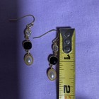 Gold Tone Clear Rhinestone/faux Pearl/black Rhinestone Dangle Earrings — photo 4