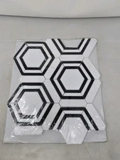 🔴 MSI Georama Nero 13" x 11" Polished Marble Mesh-Mount Mosaic Tile