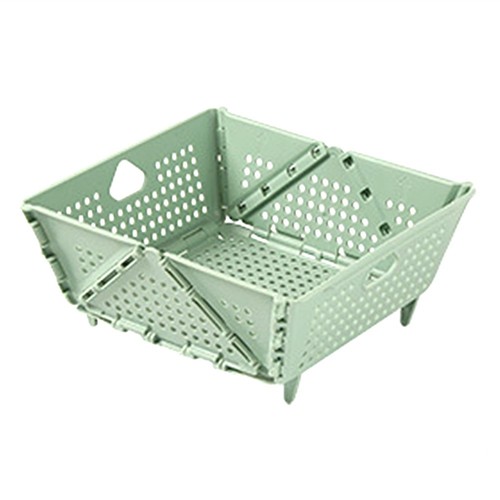 Bassin à Vaisselle Pliable Vert Avec Panier Drainage - Lavabo Portable Pour Cuisine, Camping, Légumes (30x42cm)