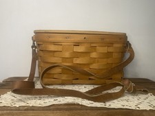 Vintage Basket Crossbody Shoulder Purse 1995 Carnation Baskets Longaberger Style