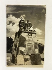 RPPC Empty Saddles Monument XIT Ranch Hands Dalhart Texas TX Antique Postcard