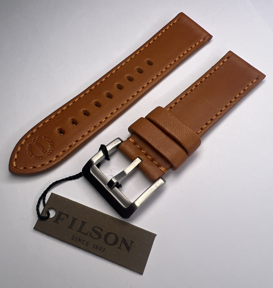 腕時計　フィルソンウォッチストラップfilson watch strap Filson Horween Rust Orange Leather 22 mm x 22 mm Watch Strap w