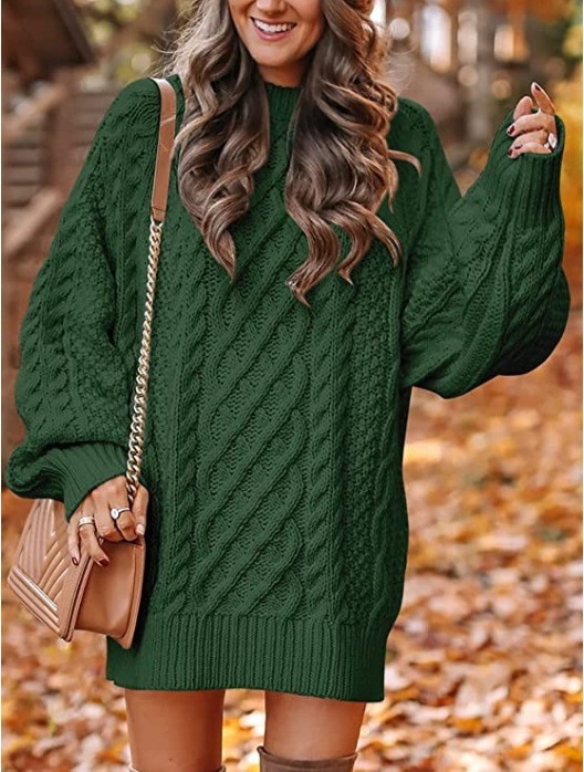 New Women's christmas Sweater - Oversized Chunky Knit Mock Turtleneck Pullover