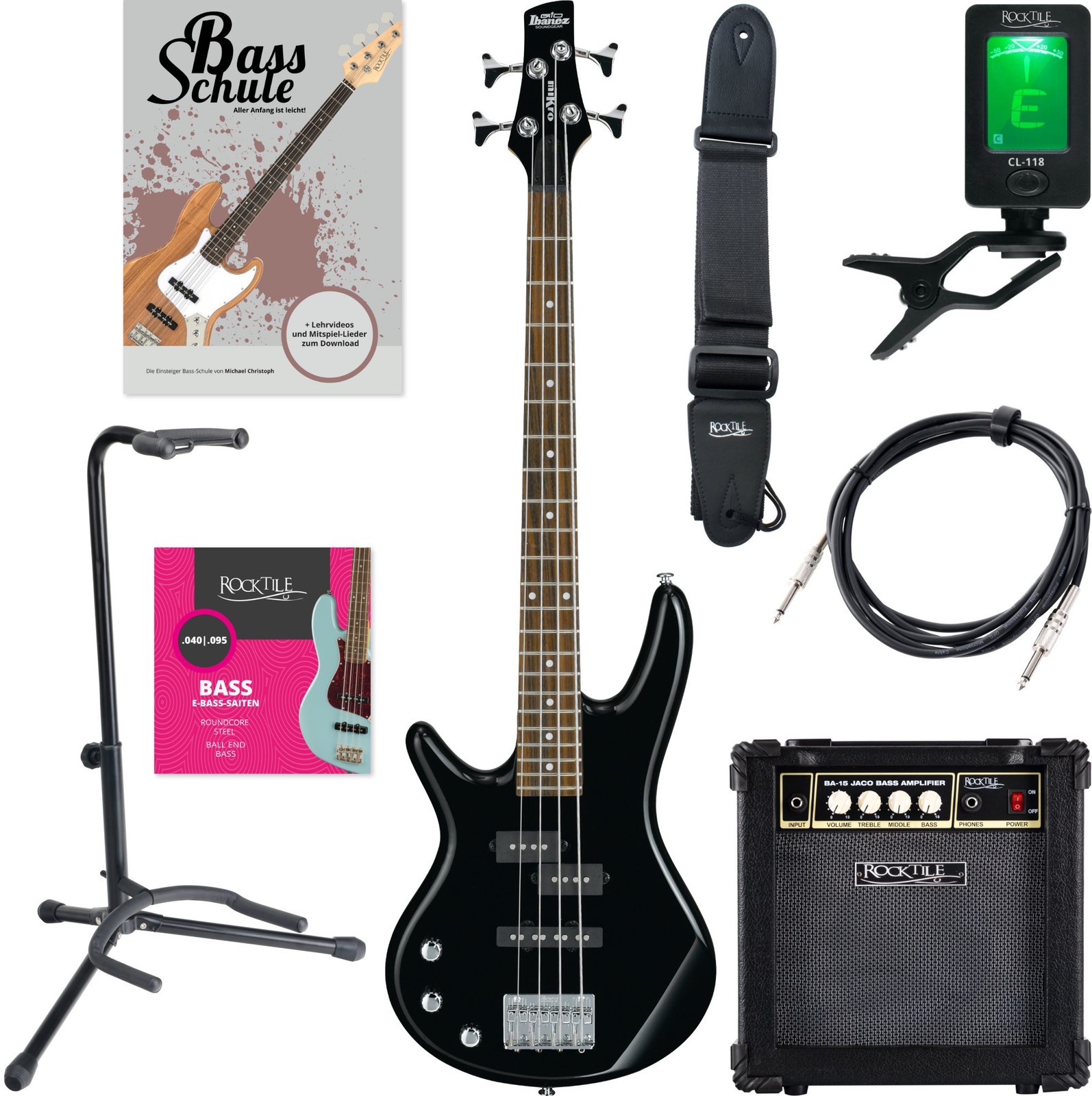 Набор для начинающих гитаристов Ibanez GSRM20L-BK E-Bass Lefthand Links GIO miKro Verstärker Schule