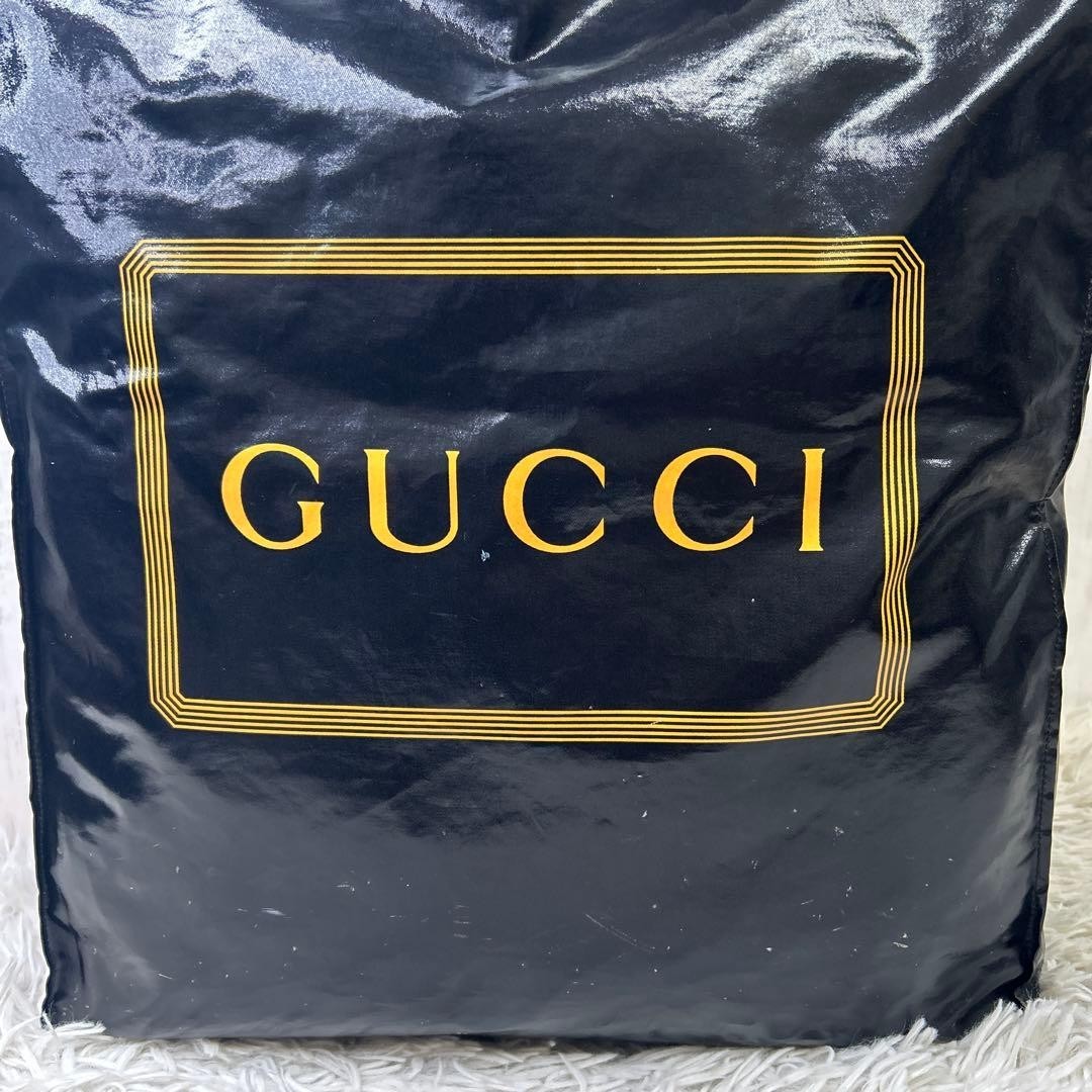 GUCCI Logo Print Large Tote Bag Black Coated Canvas Shopper Auth from Japan thumbnail 3