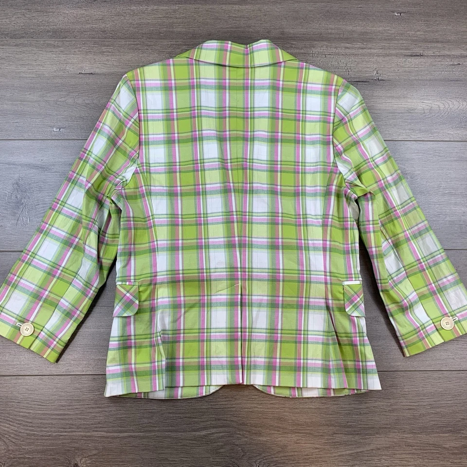 Легкий женский блейзер Y2K Juicy Couture большой зеленый клетчатый пастельный весенний - Изображение 2 из 4