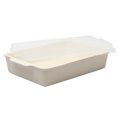  9'' x 12'' Stoneware Casserole Baking Dish with Lid, Taupe