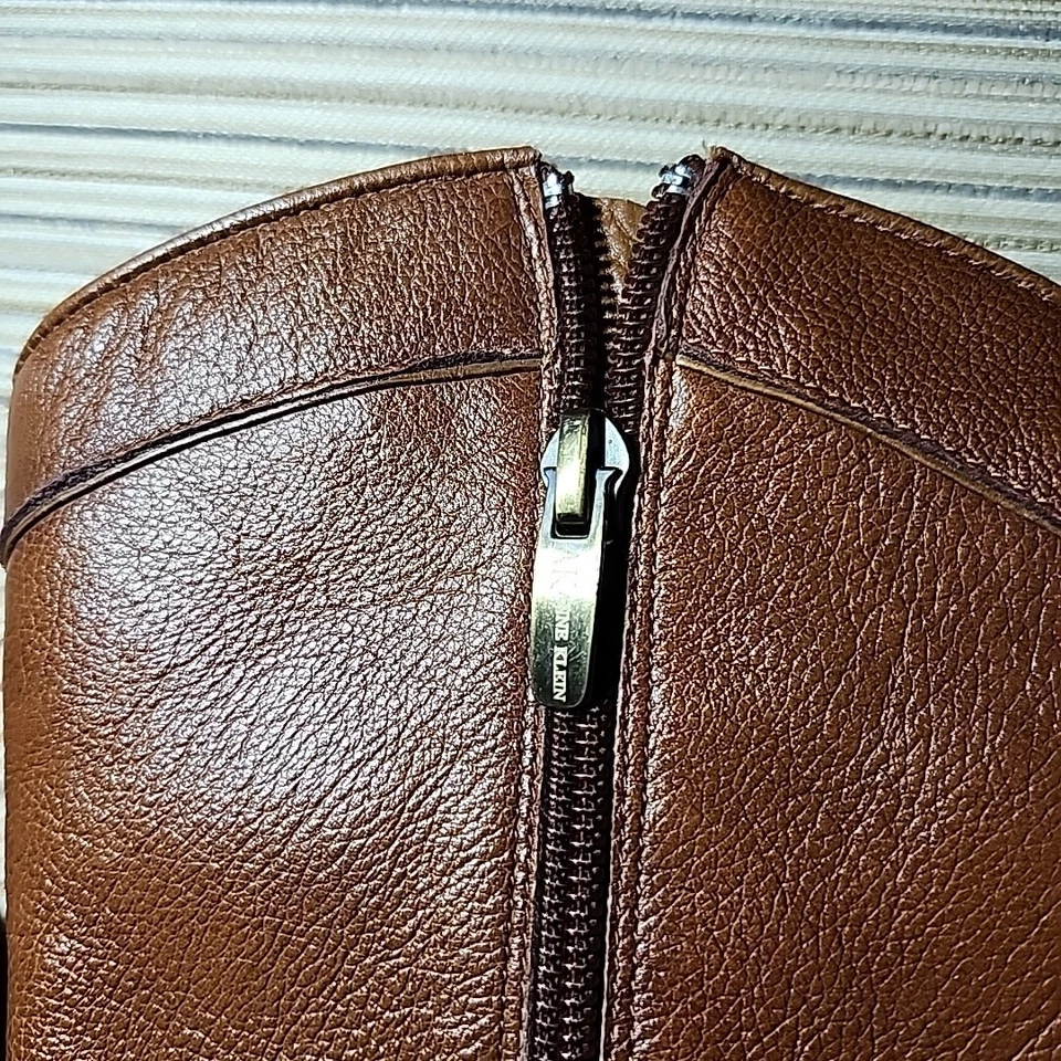 Botas vintage Anne Klein femininas Foster meia panturrilha marrom ocidental tamanho 7,5 M - Imagem 3 de 4