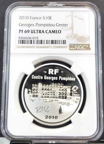 2010 FRANCE SILVER 10 EURO GEORGES POMPIDOU CENTER NGC PF 69 ULTRA CAMEO TOP POP