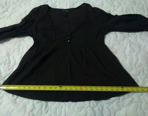 brown blouse Banana republic , cotton, long sleeve, v neck - Picture 10 of 12