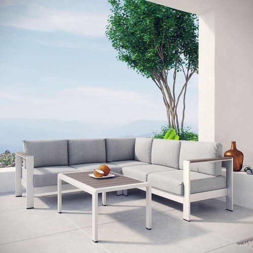 Shore 4 Piece Outdoor Patio Aluminum Sectional Sofa Set - Picture 4 of 8