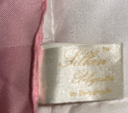 Vintage beautiful, Berkshire Silken Scarf Square Flower Pink Green Yellow 30x30 - Picture 5 of 5