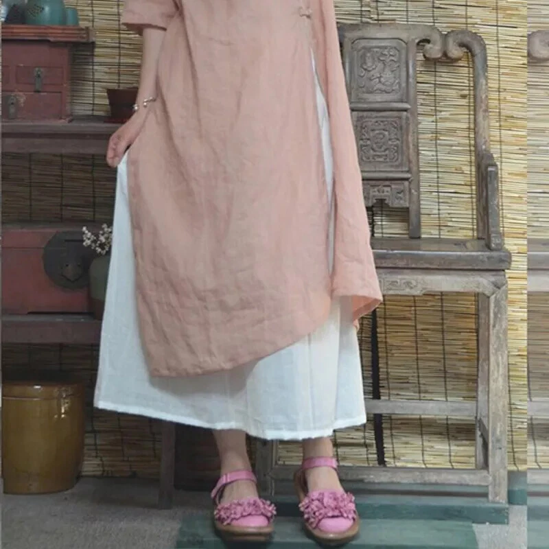 Mujeres 100% Algodón Transparente Medio Deslizamiento Enagua Extensor Lateral Dividido Falda Inferior Foto 3 de 4