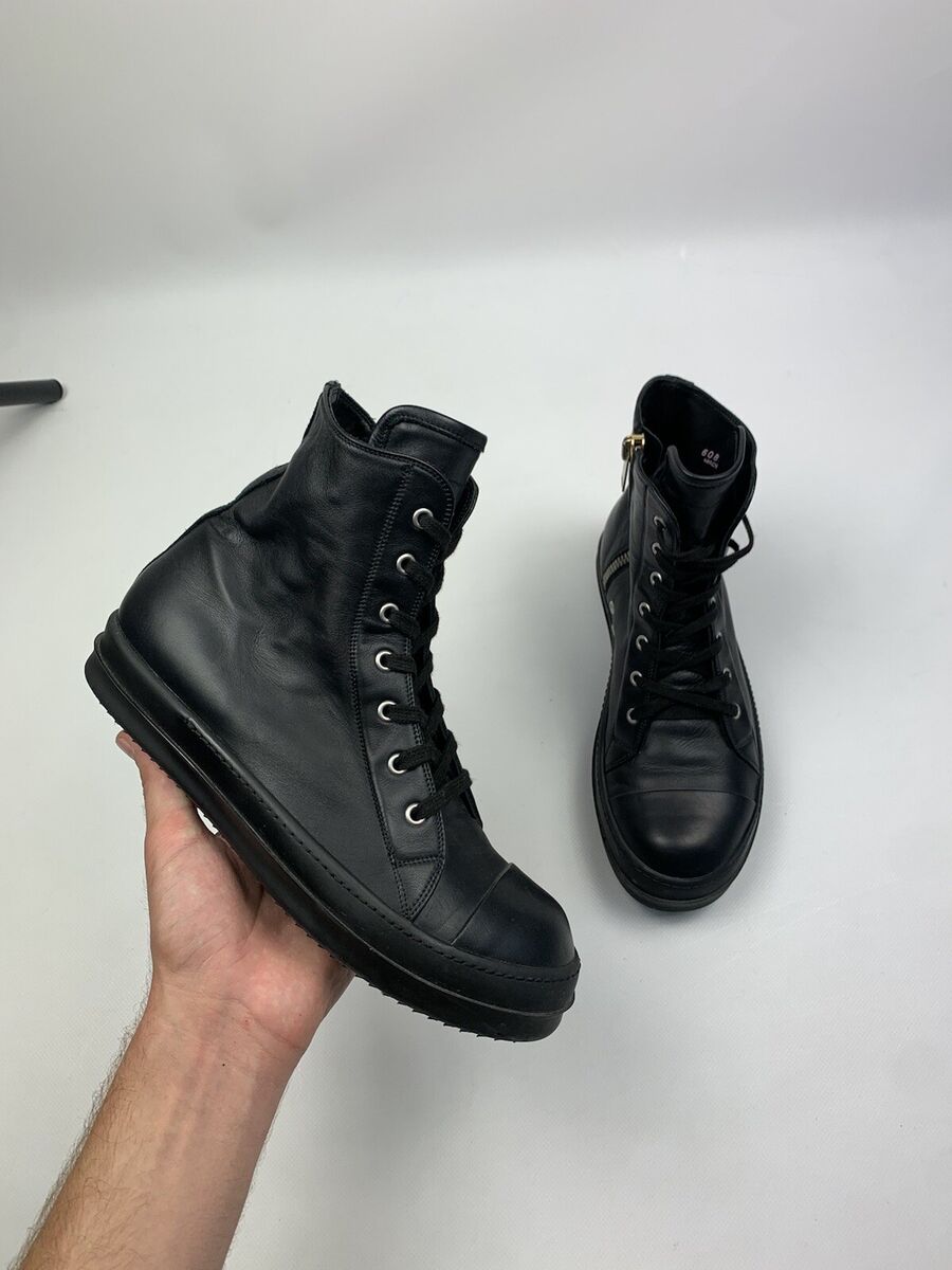 Rick Owens Ramones high men’s leather sneakers size 41 Black