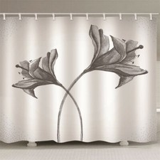 Grey Resume Nice Petals 3D Shower Curtain Waterproof Fabric Bathroom Decoration