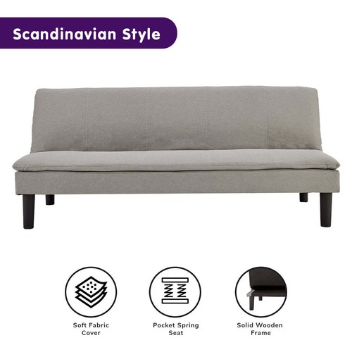 NNEDPE Sarantino 3 Seater Modular Faux Linen Fabric Sofa Bed Couch Light Grey - Picture 2 of 15