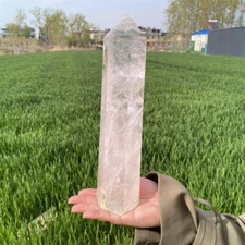 3.82LB Natural White Quartz Obelisk Carved Crystal Tower Wand Reiki .X7155
