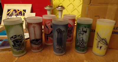 Set of 7 CENTURY 21 Seattle 1962 World's Fair frosted Tumbler drinking  glasses | eBay