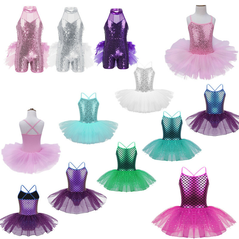 iEFiEL Kids Girls Sequins Ballet Dress Gym Skating Tutu Skirts