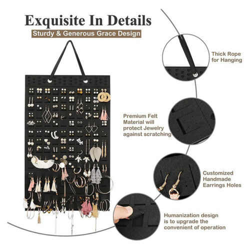 Wall Mounted Jewelry Display Organizer Bag Vertical Earring Necklace Bracelet Bf - Picture 1 of 14