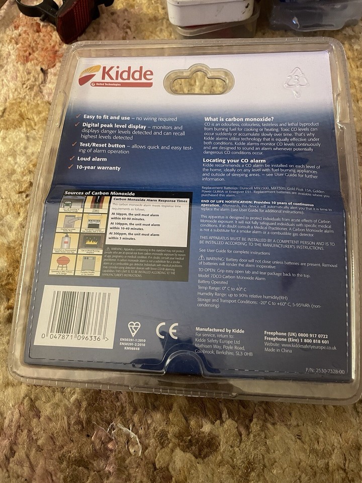 Kidde 7DCOC Carbon Monoxide Alarm Detector 47871096336 eBay