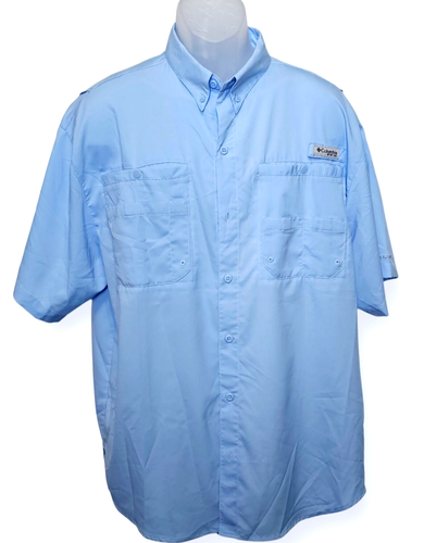 Columbia PFG Omni Shade Shirt Size Lg Chest 50 in Blue Fishing Featherweight