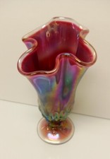 Fenton Glass Vintage Purple Vase with Ruffled Top 7.5" Height Perfect Condition