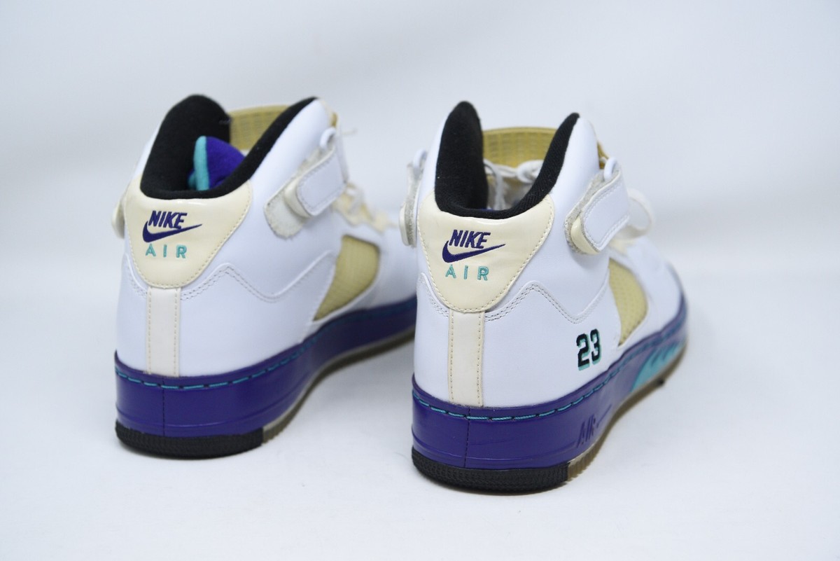 Used JORDAN AJF 5 FUSION 2010 WHITE/GRAPE ICE-NEW EMERALD 407334 102 Nike Air Jordan Force Fusion 5 AF5  main image 3