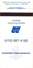 Combustion Trans-Canada Inc., Exclusive Agents, Ste-Foy Vintage Matchbook Cover