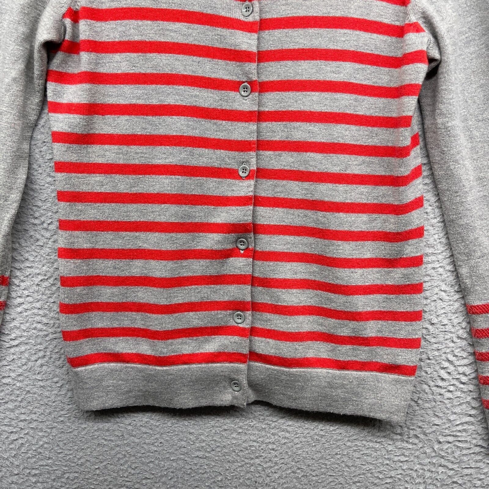 Gap Womens Cardigan Sweater Gray Red Striped Sequ… - image 4