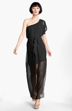 NEW ABI FERRIN 'Dolce' Sheer One Shoulder Silk Maxi DRESS SIZE M 8-10  $358 