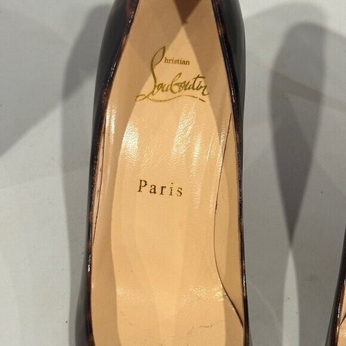 Christian Louboutin vernice tartaruga 70 mm punta a pompa misura 37,5/7,5 - Foto 9 di 16