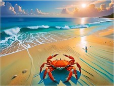Tile Mural Sea Beach Crab Art Kitchen Bathroom Wall Backsplash Marble Ceramic