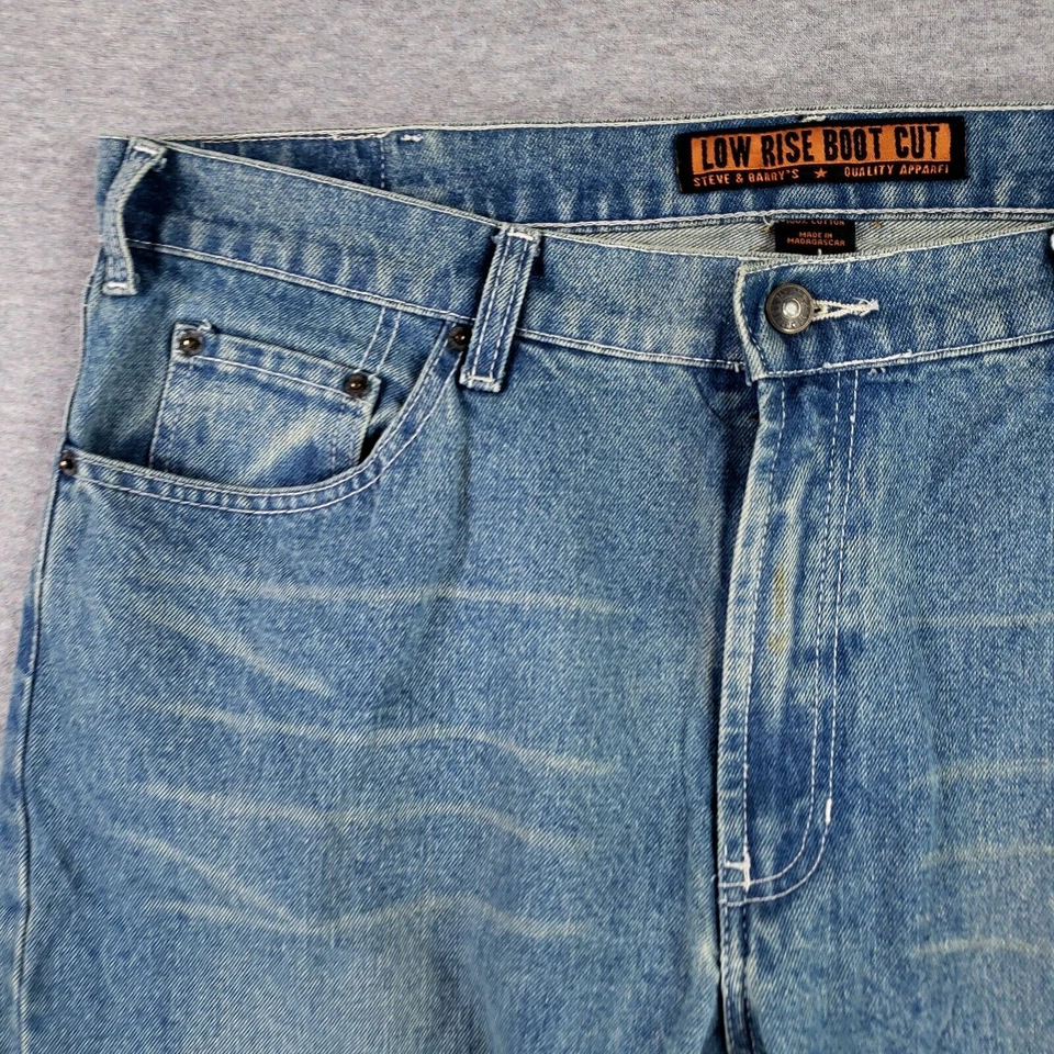 Jeans Steve & Barry's 38x32 tiro bajo corte bota azul vieja escuela de mezclilla pesada de colección Foto 3 de 4