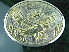 NICE Vintage 1990s Bald Eagle Belt Buckle Oval Polished Brasstone