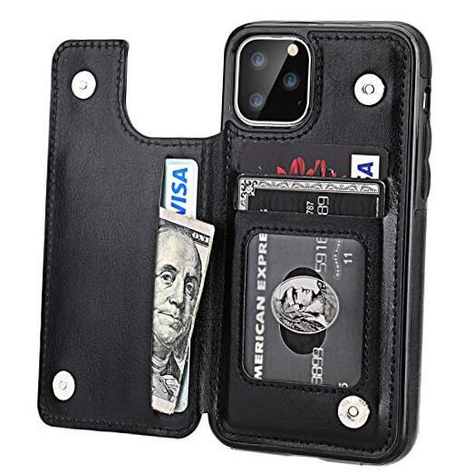 iPhone 11 Pro Wallet Case with Card Holder,OT ONETOP PU Leather Kickstand Black
