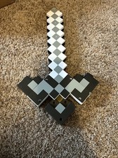Minecraft Pick Axe Sword Transforming 2 In 1 Iron Mattel 2014 Toy Plastic