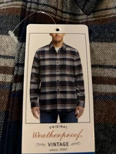 NEW Weatherproof Vintage Lined Flannel Lumberjack Shirt Jacket LARGE navy plaid