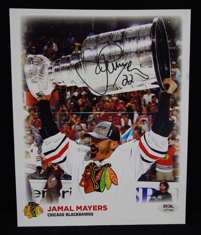 JAMAL MAYERS Autographed 8x10 Print PSA/DNA CHICAGO BLACKHAWKS AUTO