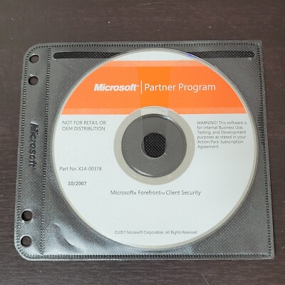 Microsoft Partner Program Forefront Client Security. Original CD.