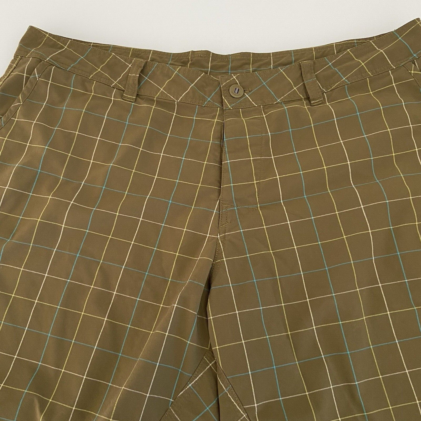 Patagonia Mens 40 Green Plaid Hybrid Board Shorts Quick Dry Hiking Outdoor