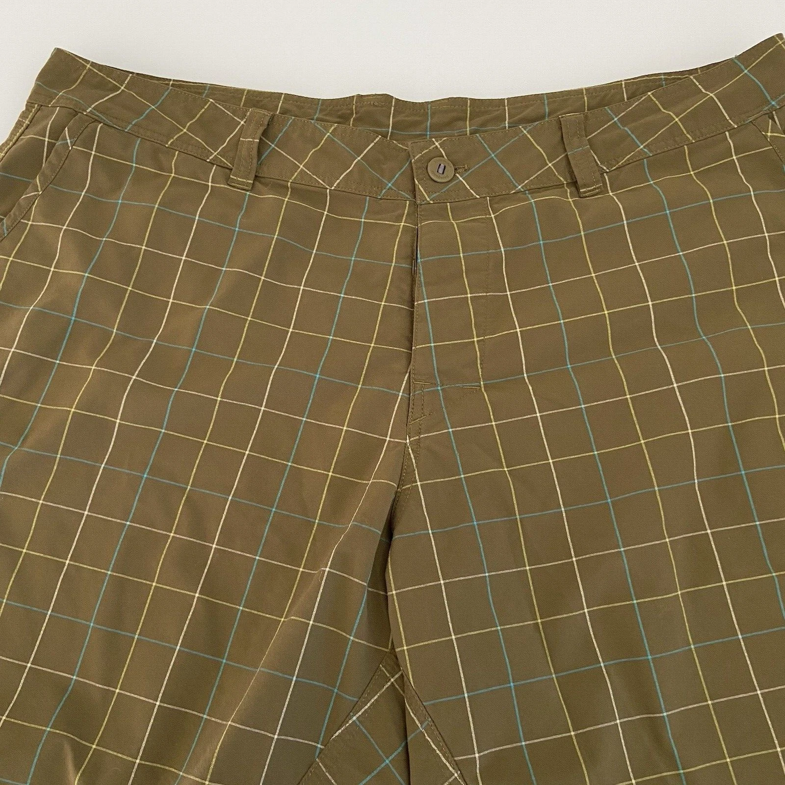 Patagonia Mens 40 Green Plaid Hybrid Board Shorts Quick Dry Hiking Outdoor