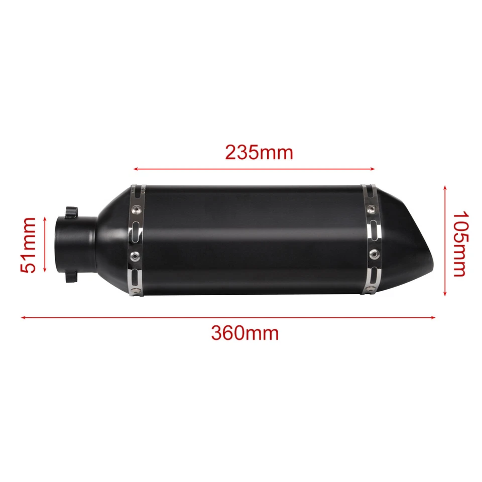 Black 38-51mm Universal Exhaust Muffler Slip On Killer Fits Most Motorcycle - Image 3 of 4