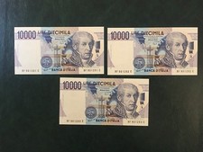 LOTTO 3 BANCONOTE CONSECUTIVE LIRE 10000 VOLTA 1994 qFDS / FDS SABAUDA