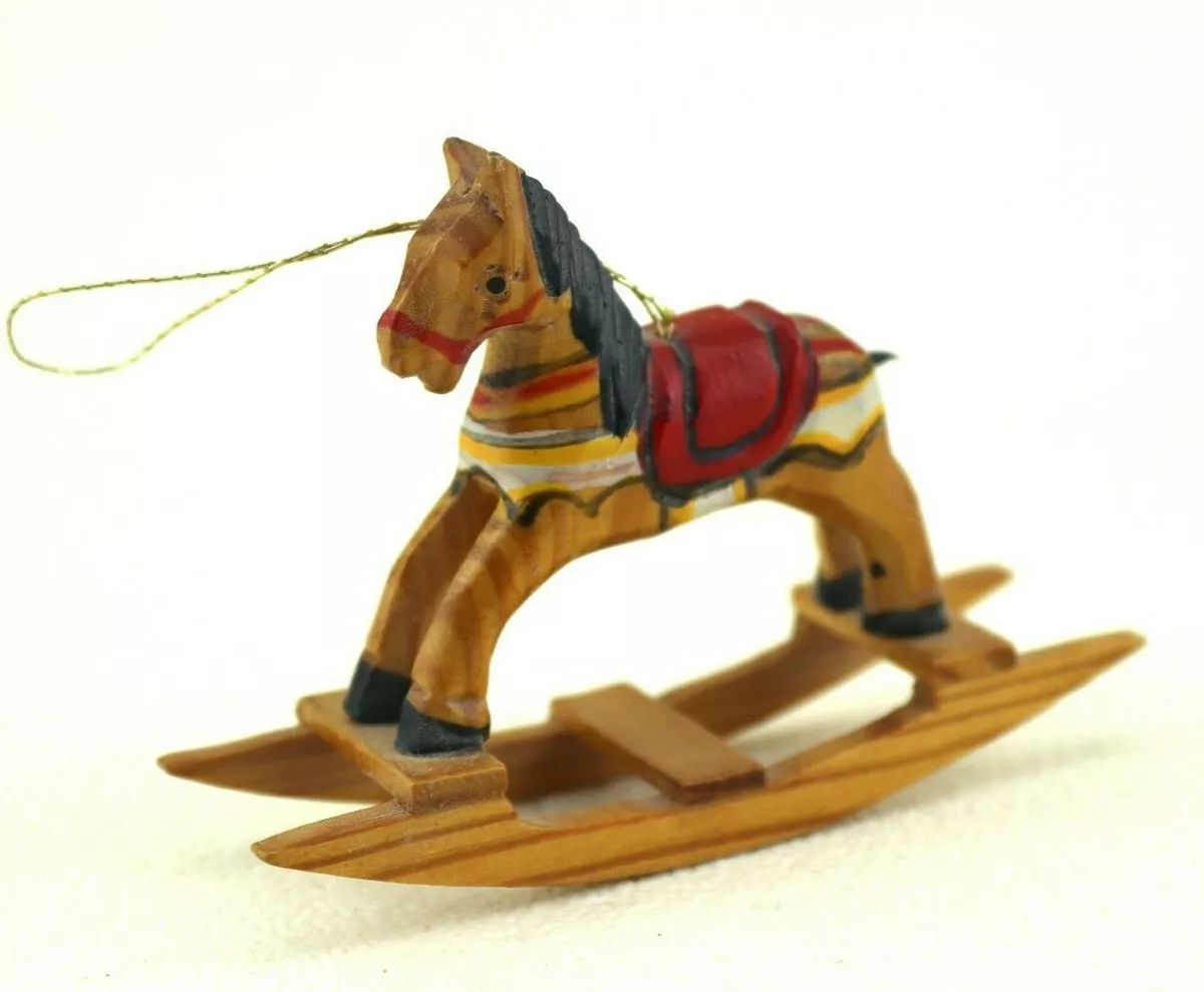 Cheval à bascule décoratif miniature vintage en bois, Petit cheval