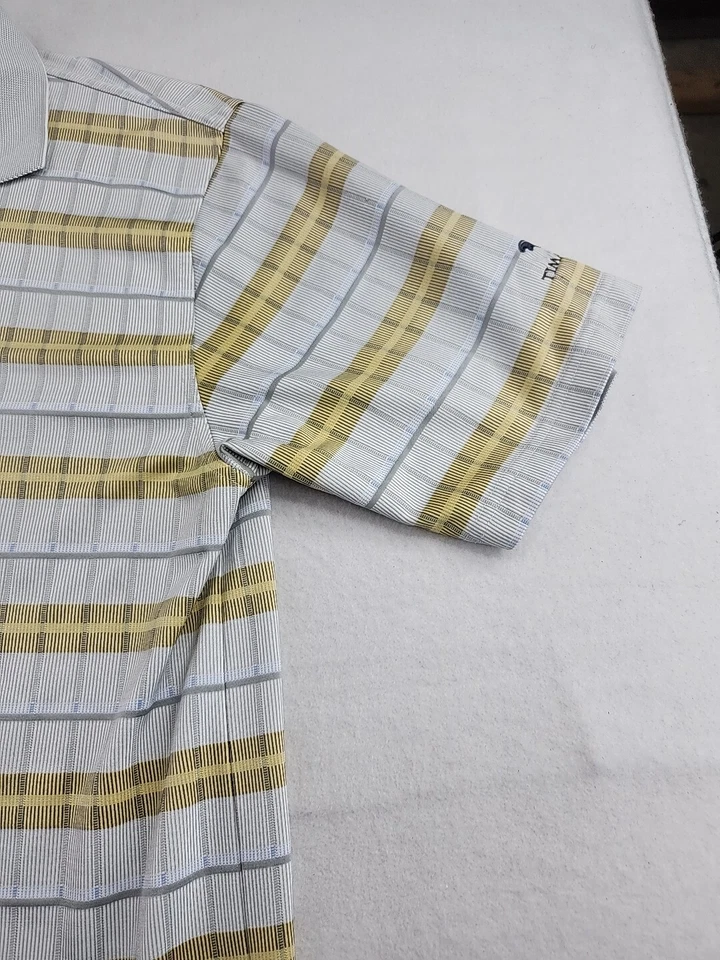 Camisa polo masculina xadrez grande poliéster leve logotipo Greg Norman Timarron - Imagem 2 de 4