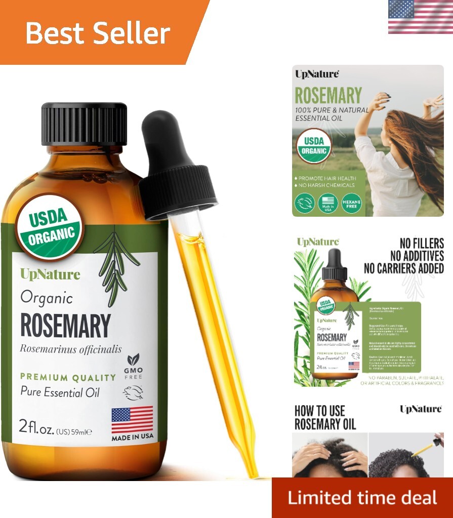 Organic Rosemary Oil 2oz - Steam-Distilled for Healthy Hair & Glowing Skin-image