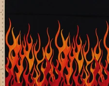 Cotton Fire Flames Blaze Black Border Cotton Fabric Print by the Yard D572.21