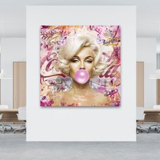 Pop Art Leinwand Bild Marilyn Monroe Bubble Gum Wand Deko Kunst Bilder XXL