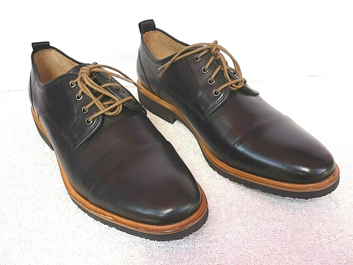 Warfield Grand Gant Men Sz Black Cap Toe Leather Derby Dress